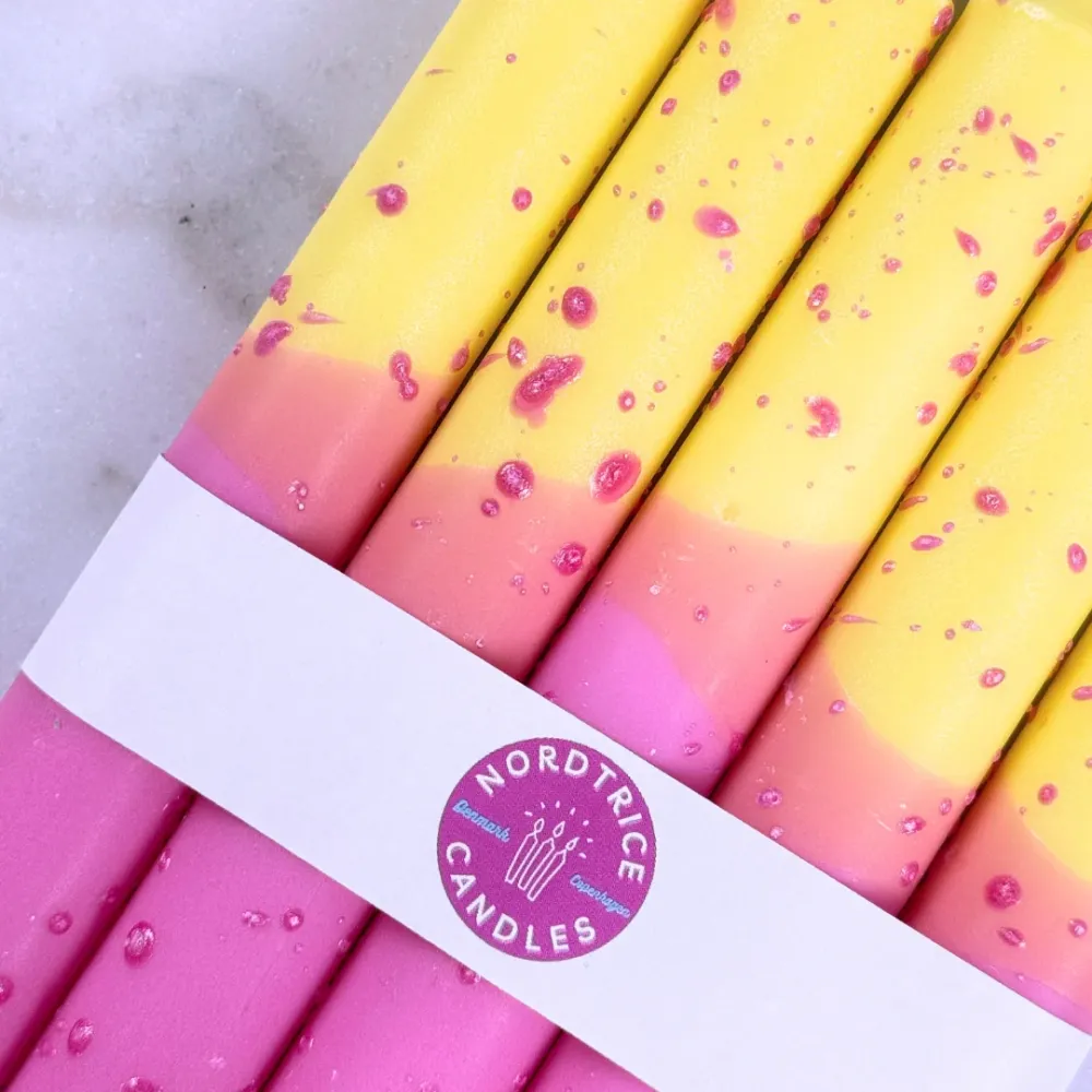 Lys Gul & Pink Konfetti 5 stk.