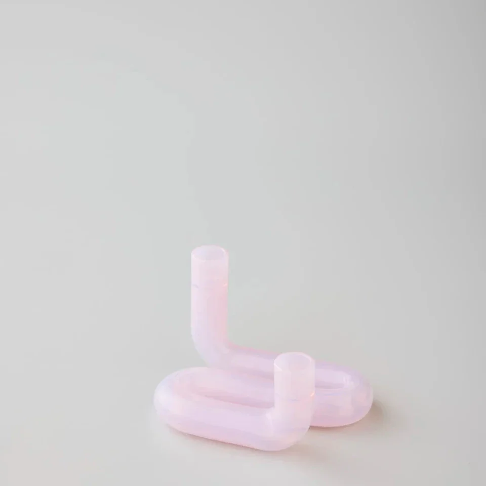 Wave Candle Holder Milky Rose