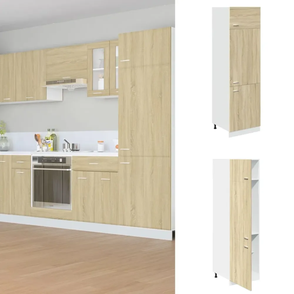 køleskabsskab "Lyon" Sonoma eg 60x57x207 cm crafted træ