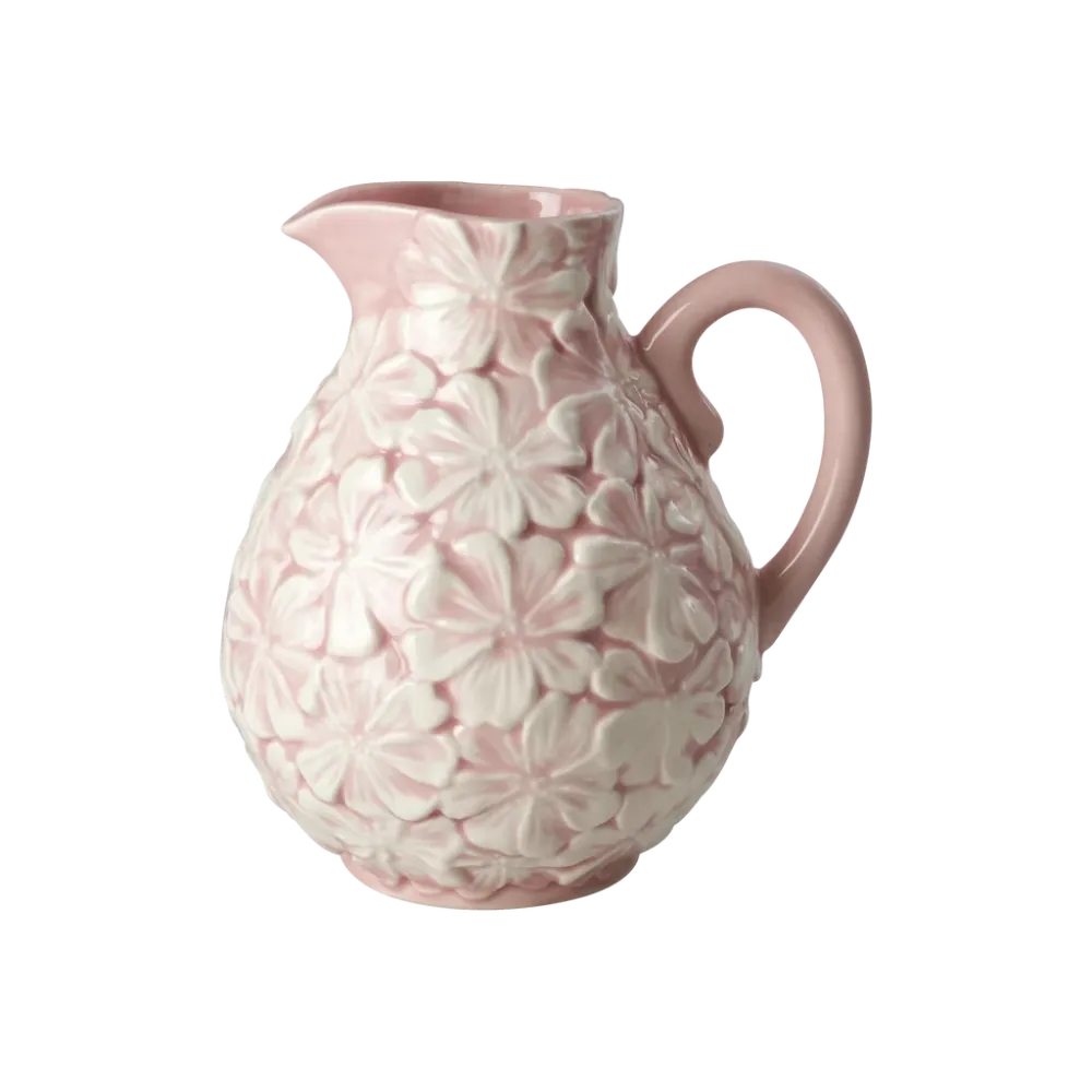Medium Keramik Kande med blomster - Lyserød