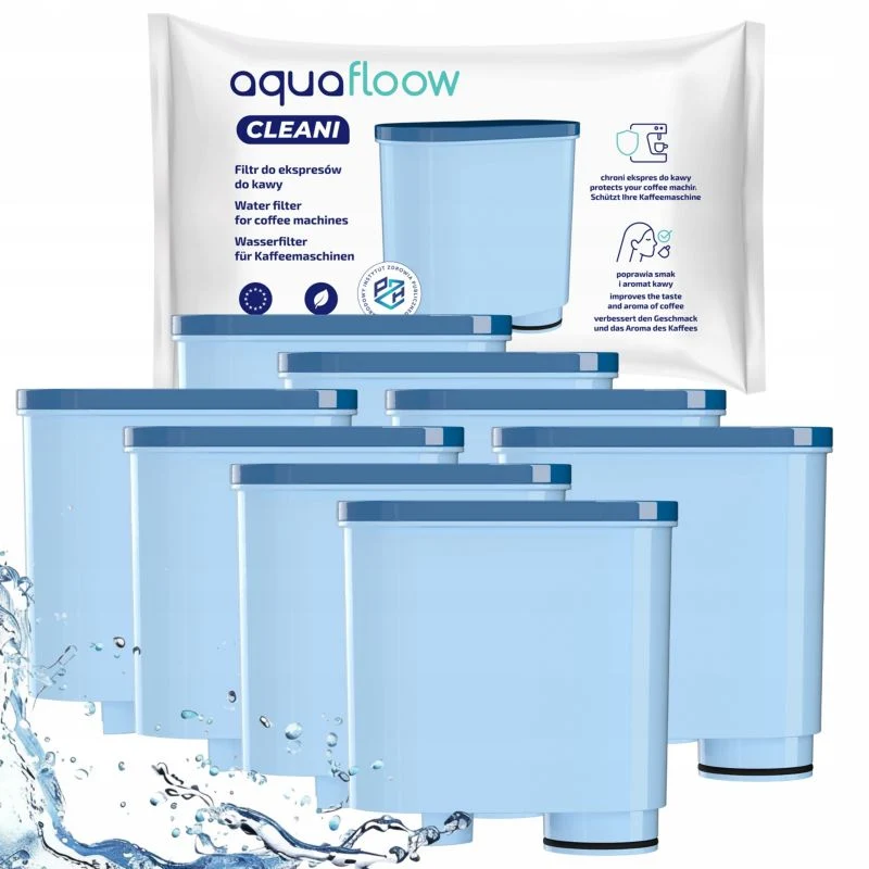AquaFloow vandfilter til espressomaskiner, erstatning Philips Saeco med AquaClean-system, 8 stk.