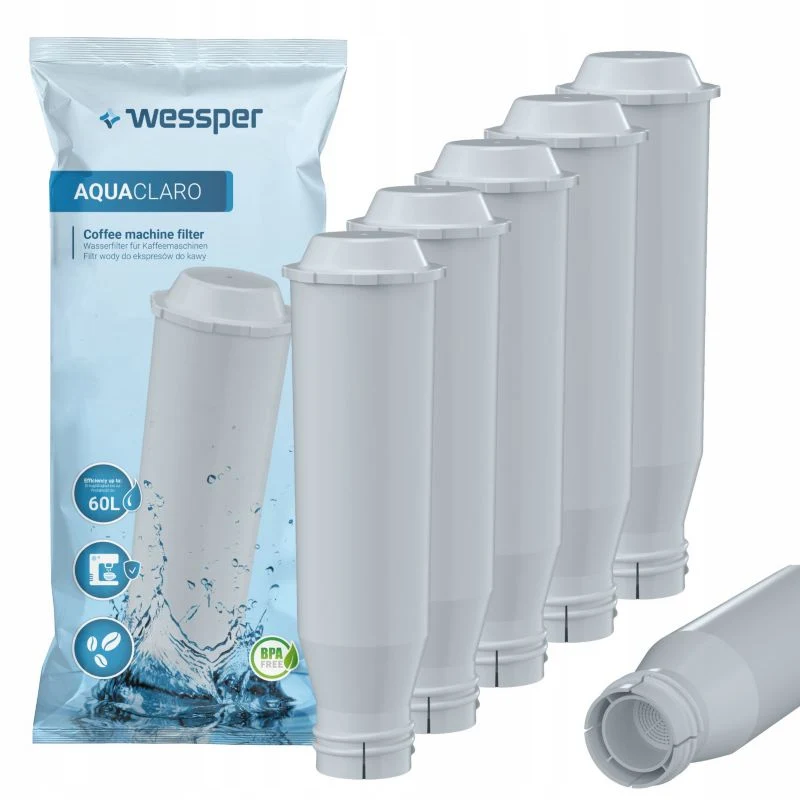 Wessper AquaClaro vandfilter til Krups og Nivona espressomaskiner, kulbaseret, 5 stk.