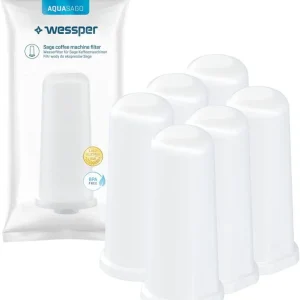 Wessper vandfiltre, erstatning til Sage Breville espressomaskine, SES008 BES008, aktivt kul, 6 stk.