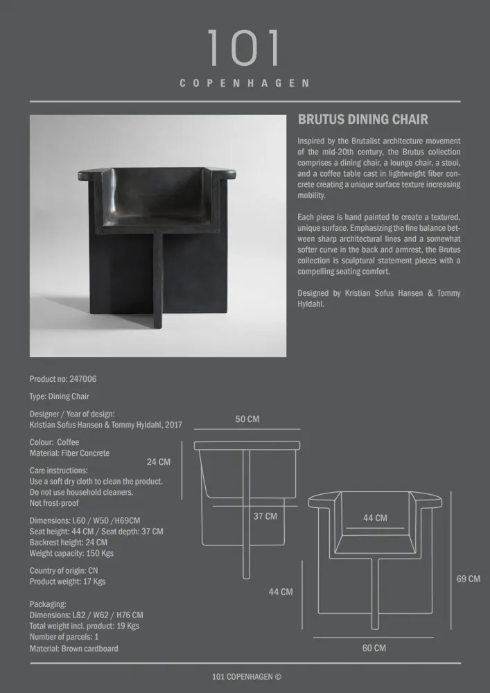 Brutus Dining Chair - Coffee