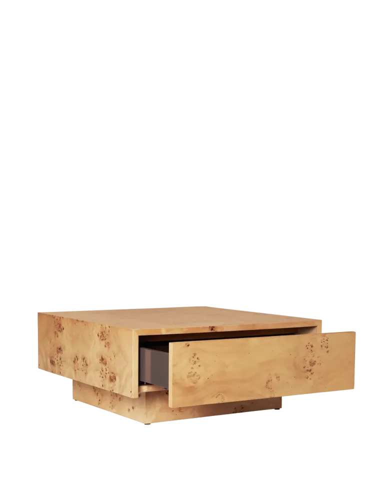 Burl Storage Coffee Table - Natural