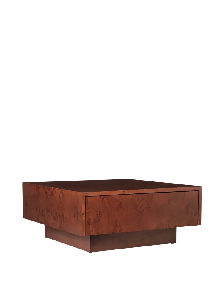 Burl Storage Coffee Table - Rich Stained Burl