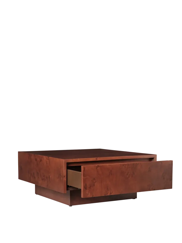 Burl Storage Coffee Table - Rich Stained Burl