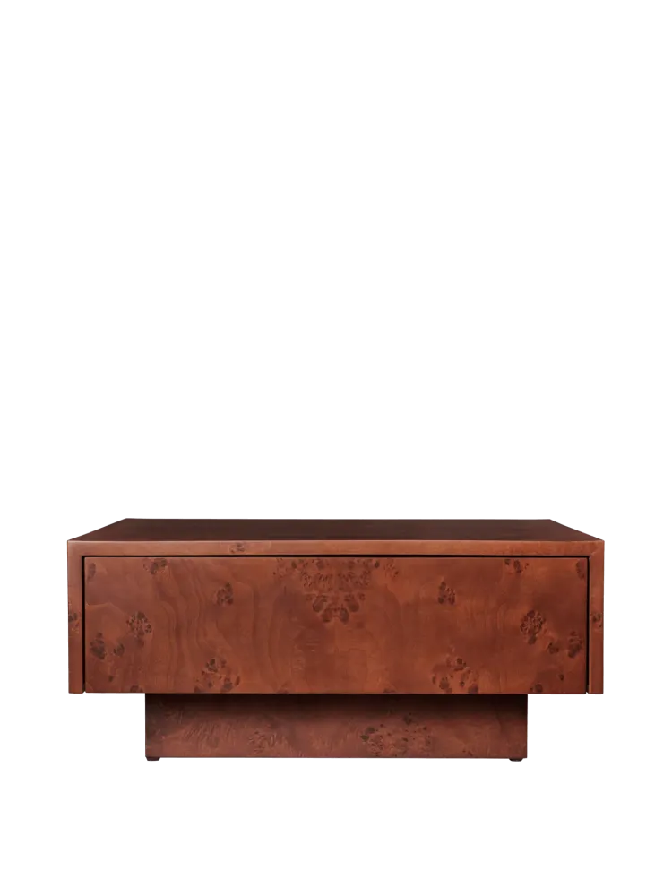 Burl Storage Coffee Table - Rich Stained Burl