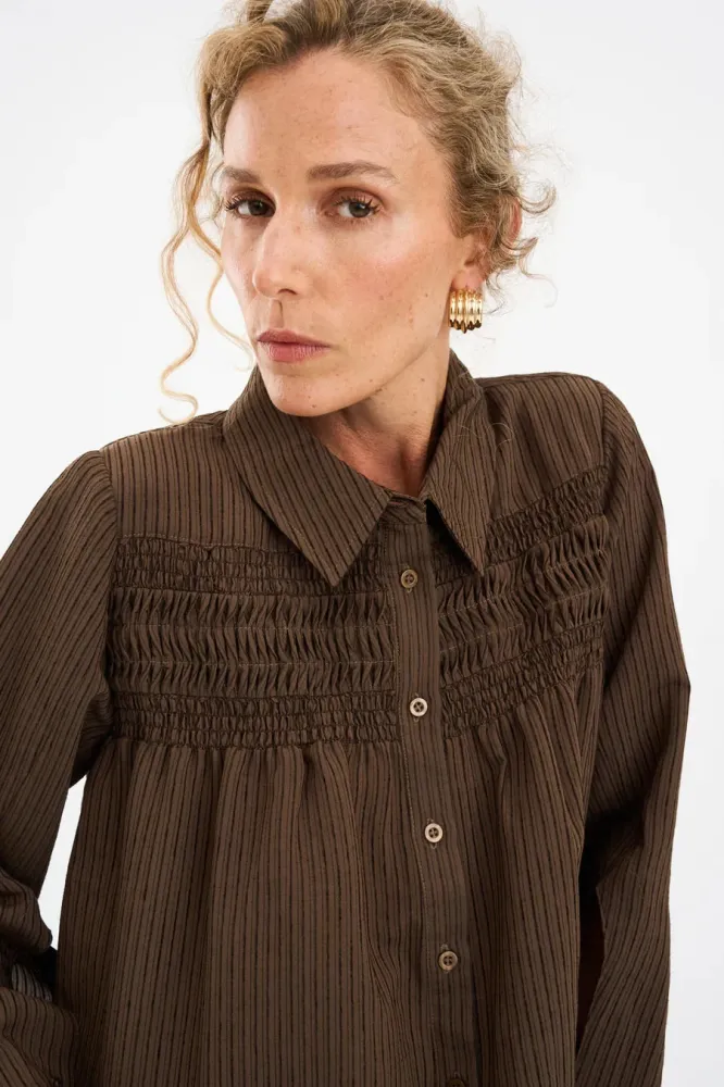 Pieszak PD-Cassandra New Pintuck Plush Shirt coffee (brun) 34