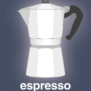 French Press plakat: espresso - italian coffee maker - petrol 60
