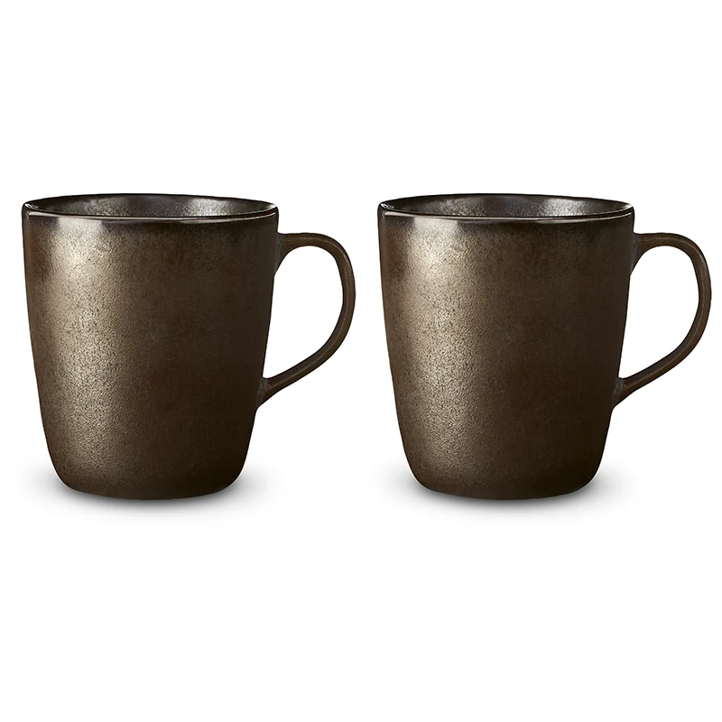Aida RAW krus med hank - Metallic cocoa - 35 cl / 2 stk