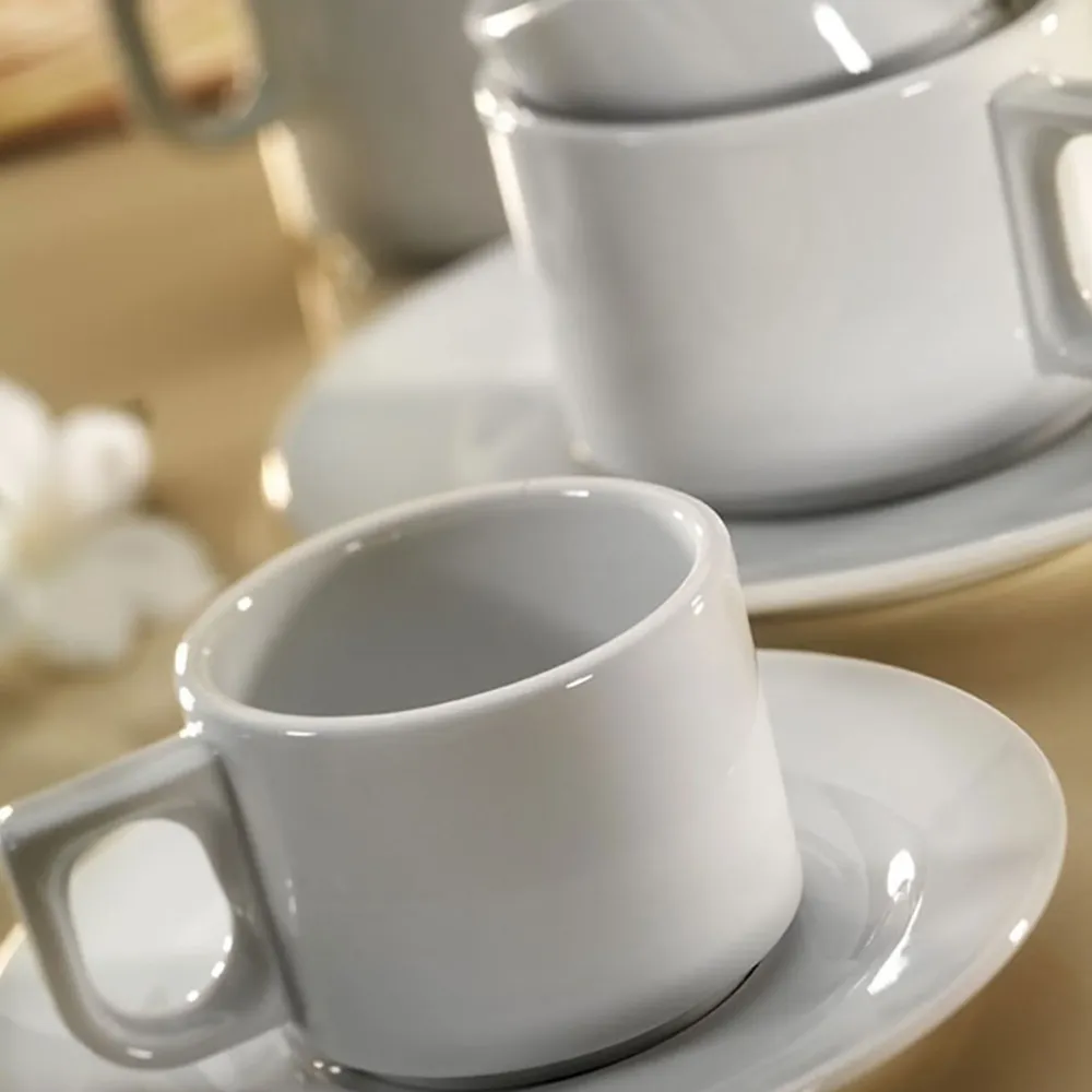 (24 stk.) PERA Pearl - Kaffeunderskål - Ø 110 mm - Hvid