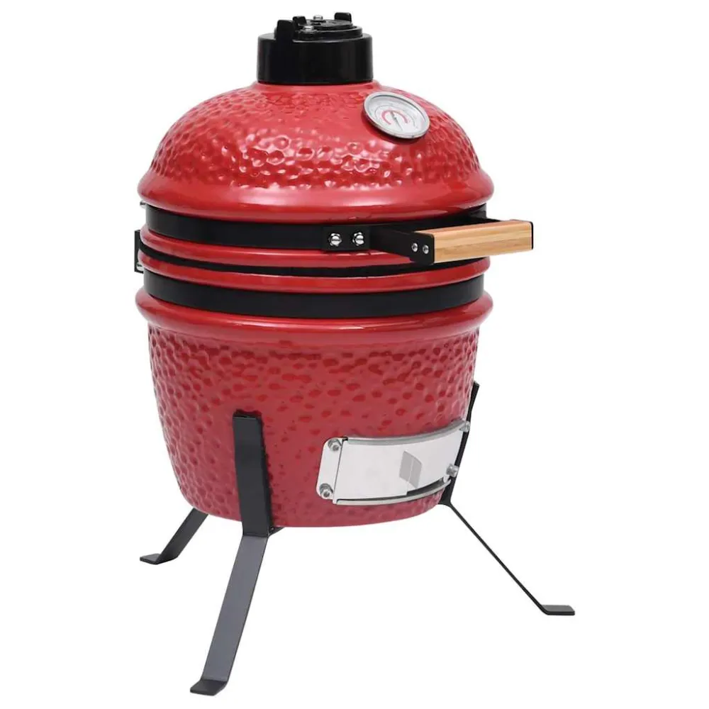 2-i-1 Kamado-røgegrill 56 cm keramisk rød