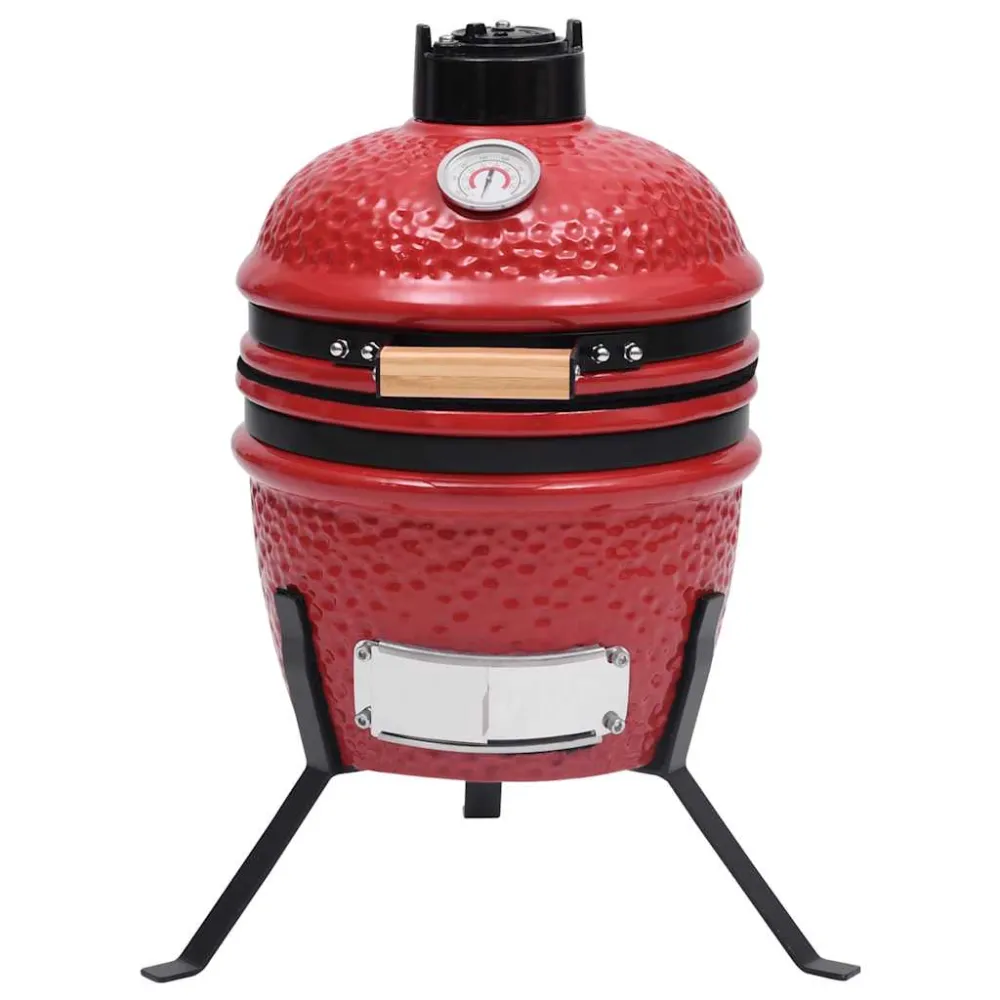 2-i-1 Kamado-røgegrill 56 cm keramisk rød