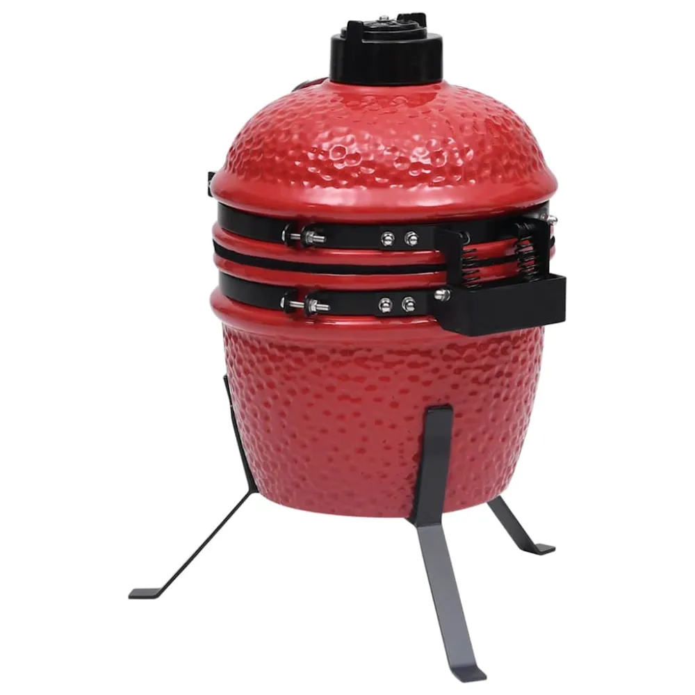 2-i-1 Kamado-røgegrill 56 cm keramisk rød