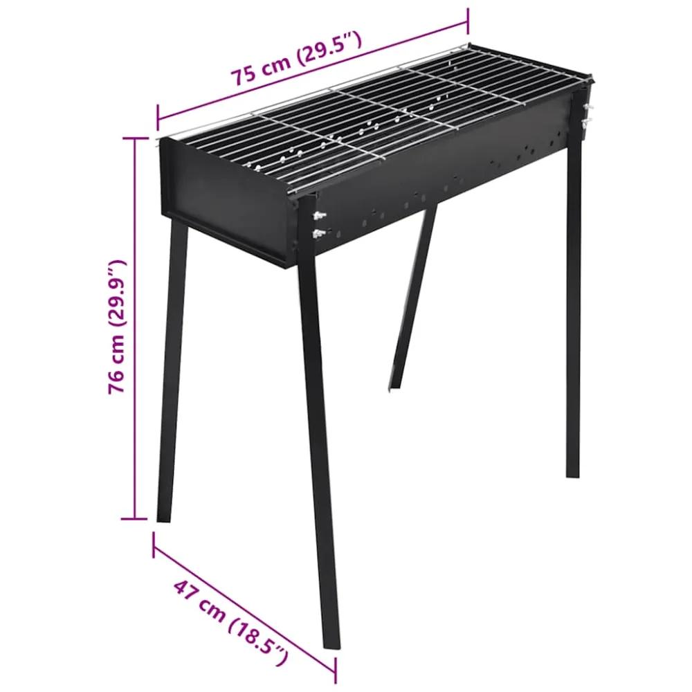 Firkantet Kulgrill 75 X 28 Cm