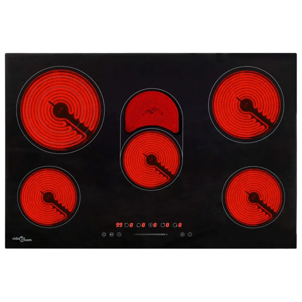 keramisk kogeplade med 5 brændere Touch Control 8500 W 90 cm
