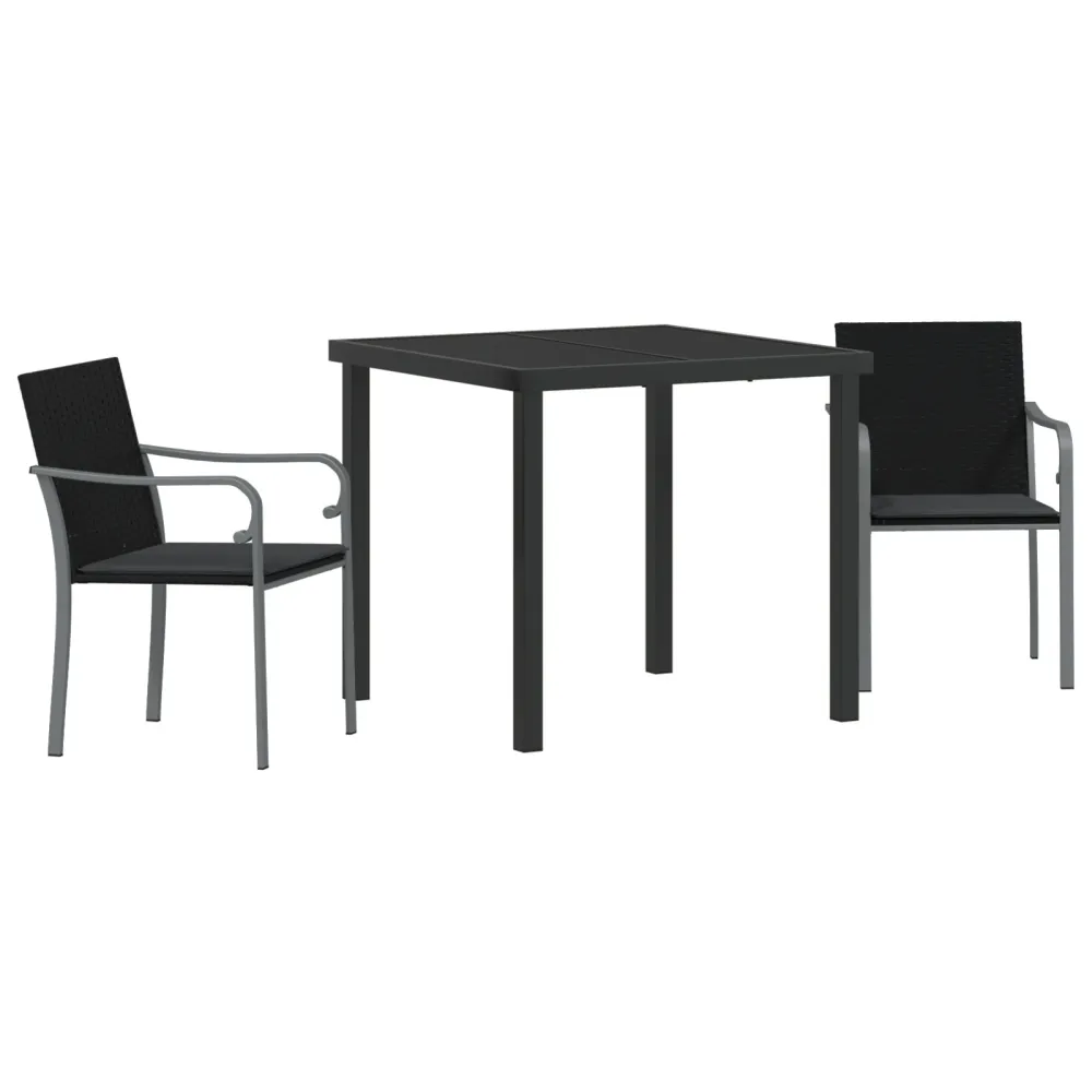 Have Spisebordssæt 3 Dele Ebony Poly Rattan