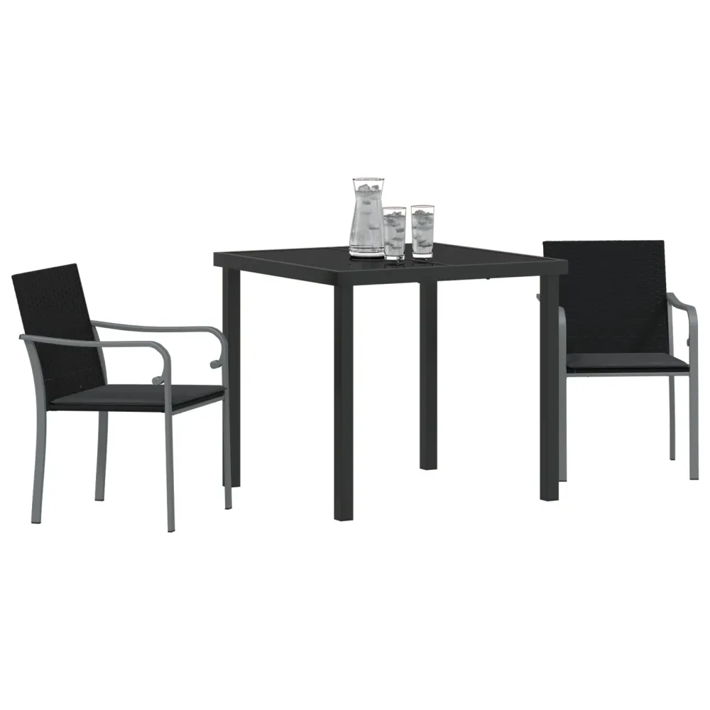 Have Spisebordssæt 3 Dele Ebony Poly Rattan