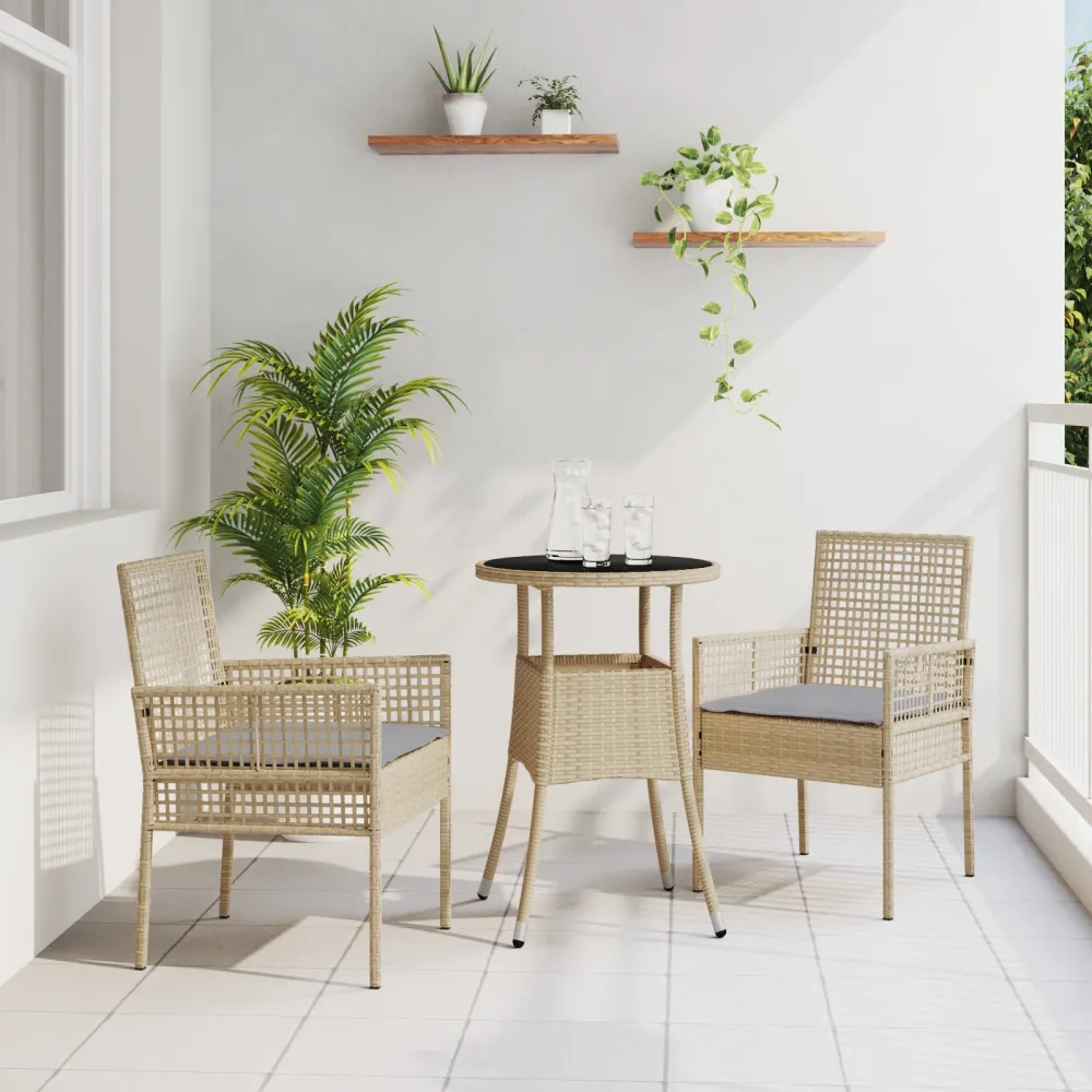 Have Spisebordssæt 3 Dele Khaki Poly Rattan