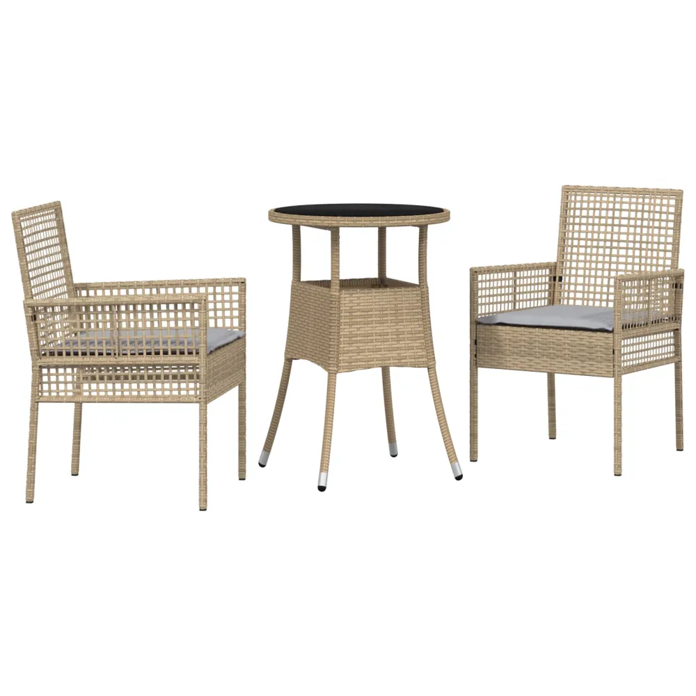 Have Spisebordssæt 3 Dele Khaki Poly Rattan