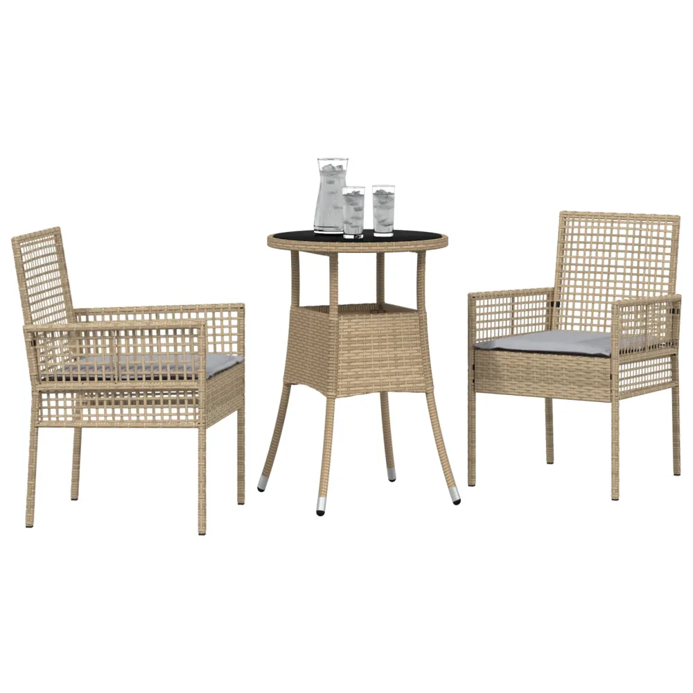 Have Spisebordssæt 3 Dele Khaki Poly Rattan