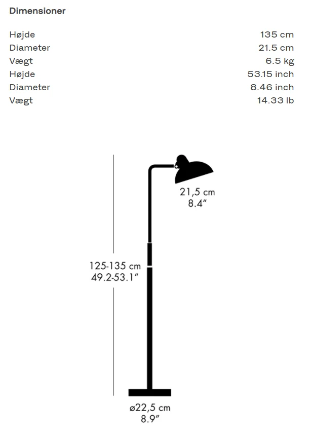 KAISER Idell™ Gulvlampe 6580-F Luxus Matsort