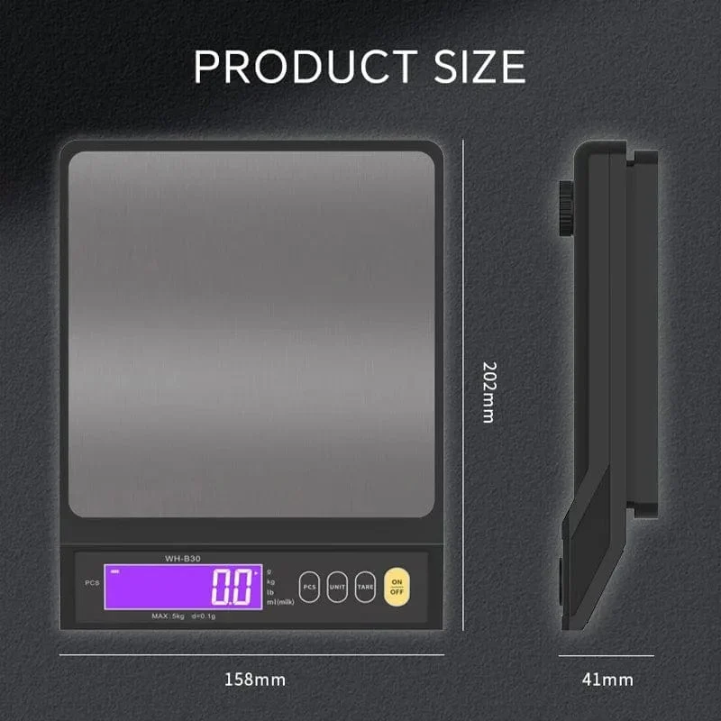 5 kg/10 kg elektronisk køkkenvægt i rustfrit metal med LCD-display 10