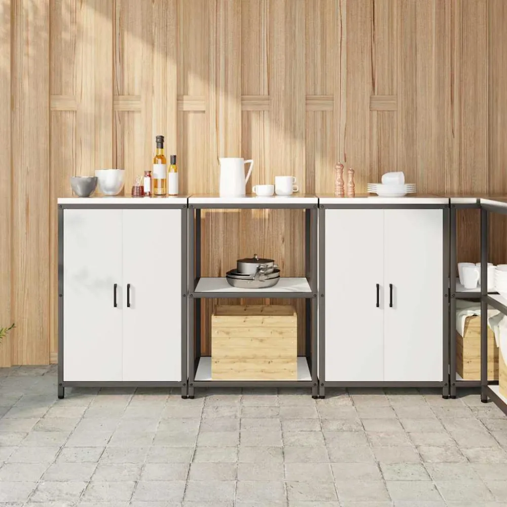 Køkkenopbevaringssæt med hylde 3 pcs Pearl Koldvalset stål