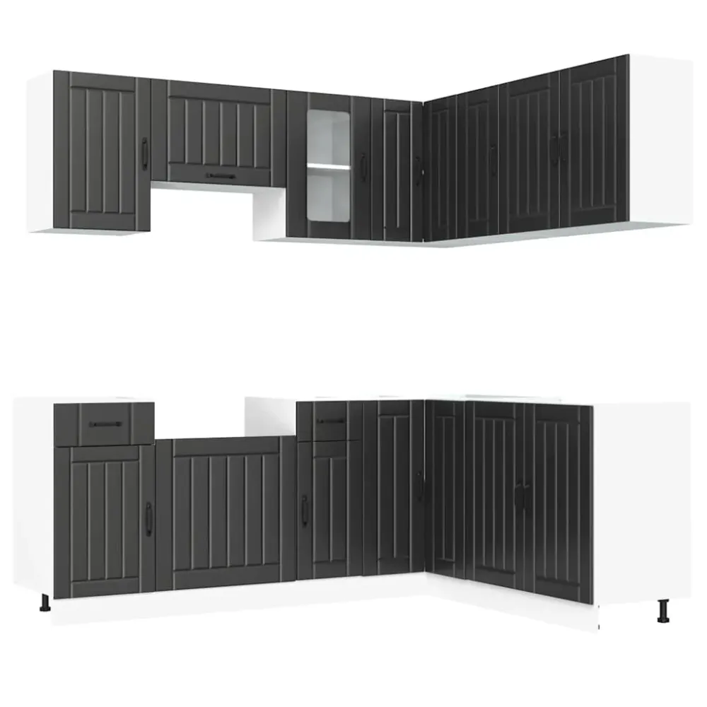 Køkkenskabssæt Lucca 11 Dele Designed Træ Sort