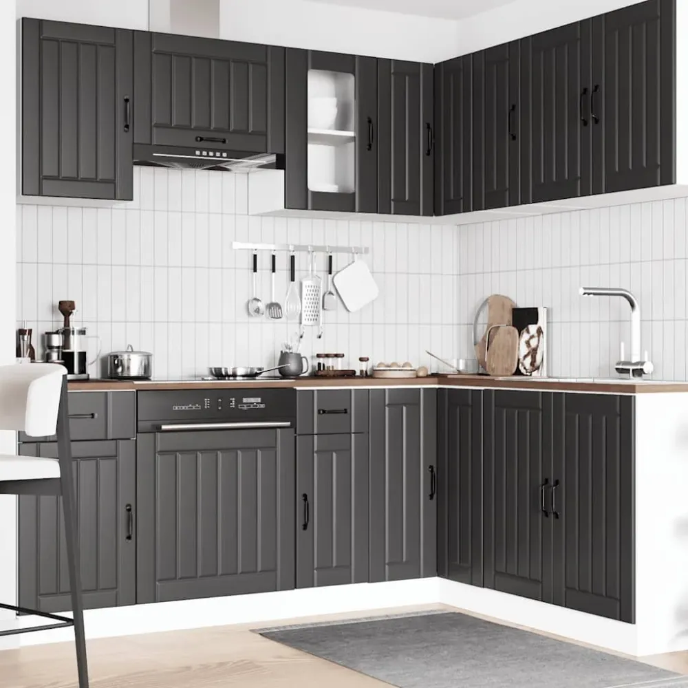 Køkkenskabssæt Lucca 11 Dele Designed Træ Sort