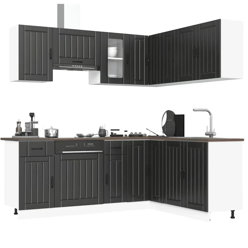 Køkkenskabssæt Lucca 11 Dele Designed Træ Sort