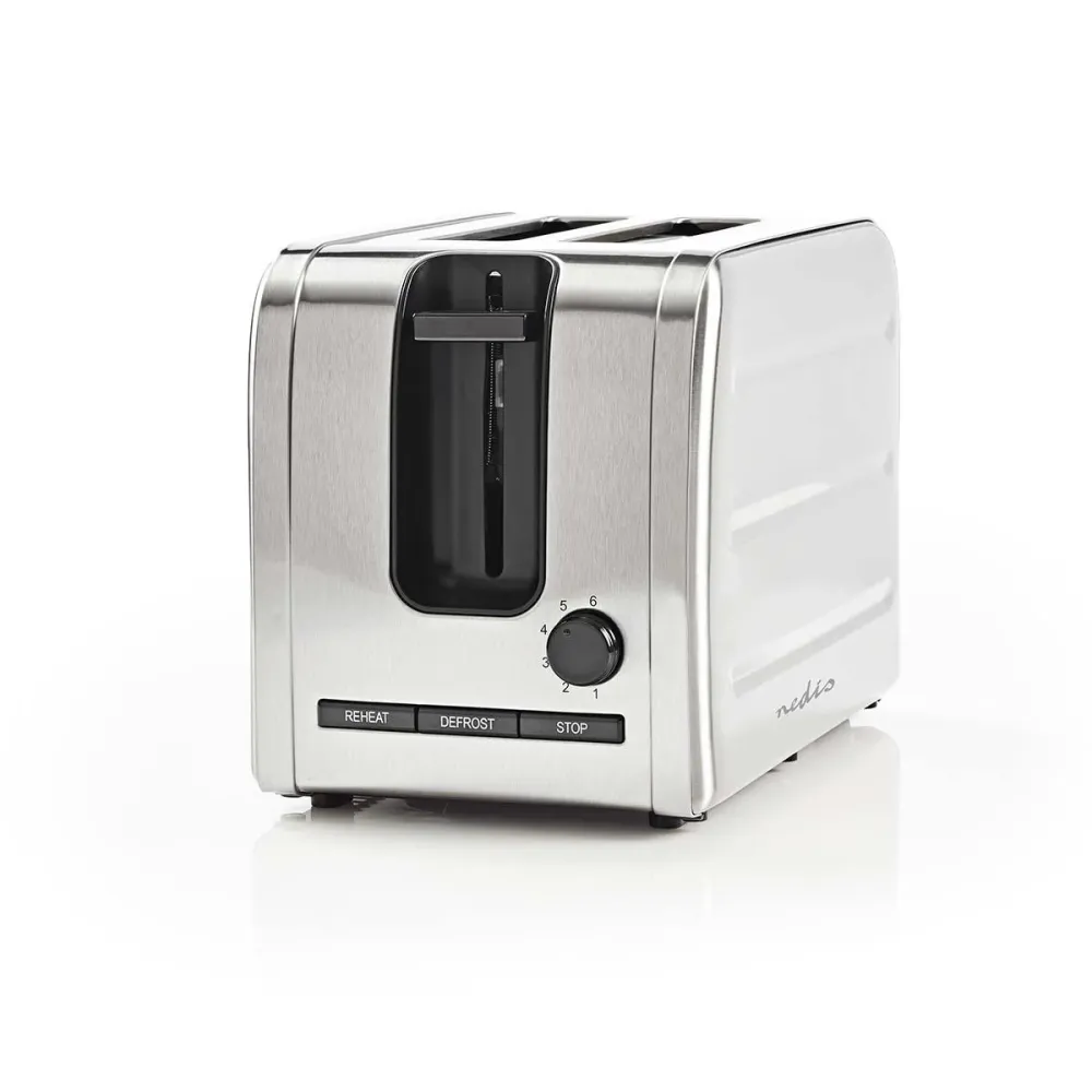 Nedis KABT210EAL Brødrister 2 brede åbninger Rustfrit Chromed