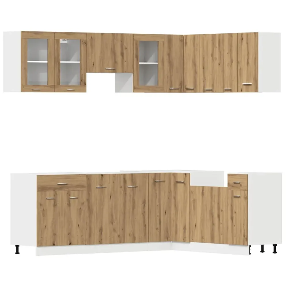 11-delt køkkenskabssæt "Lyon" håndlavet eg designed træ