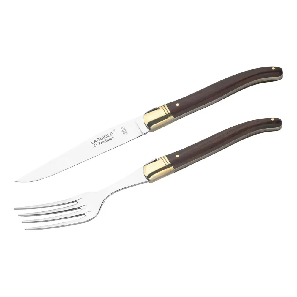 Laguiole Tradition kniv/gaffel sæt, palisandertræ - 3 Piece Set