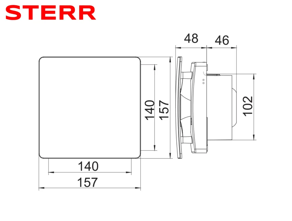 STERR BSL100T - 100 mm Kompakt Badeværelsesventilator, Timer, 95 m³/h, Alabast