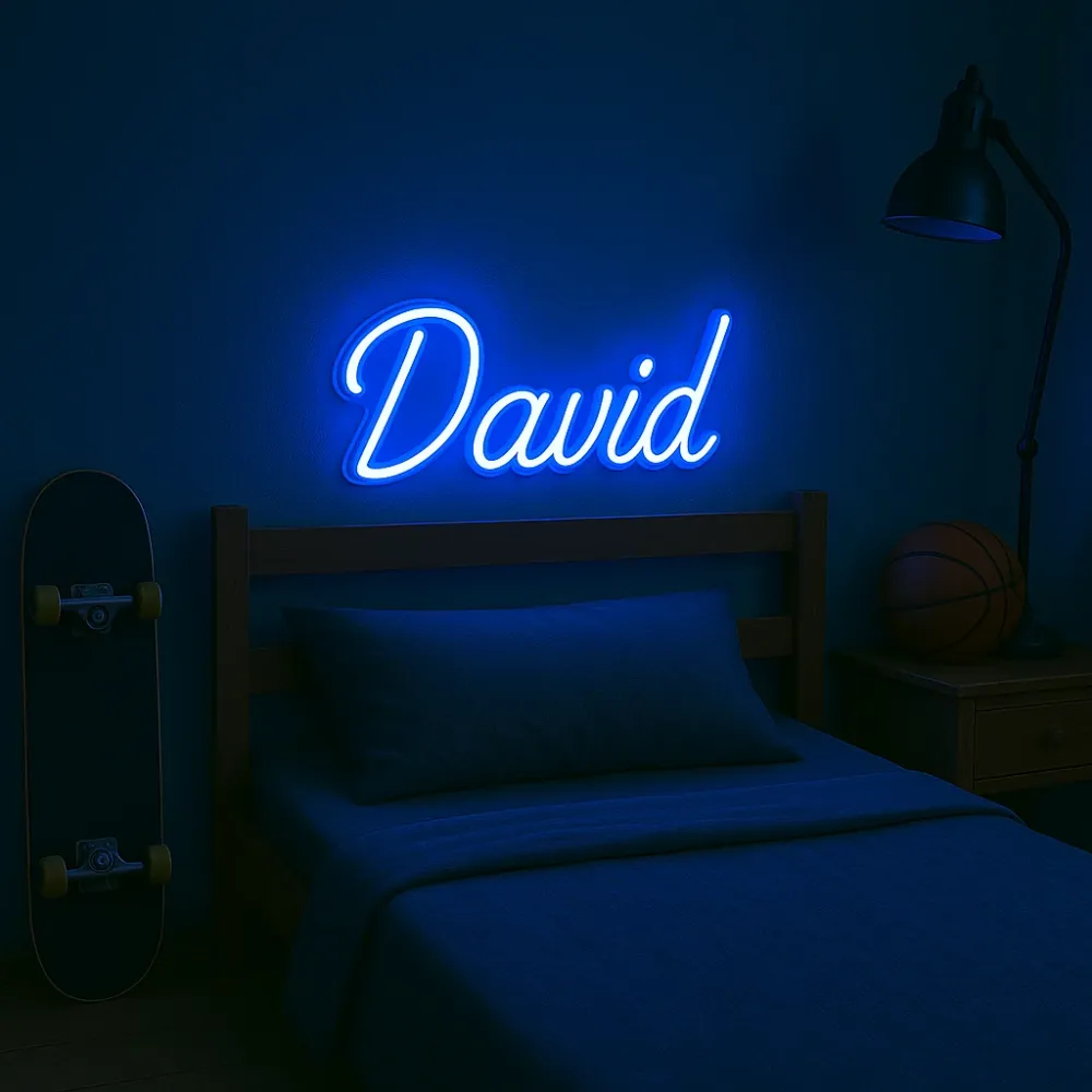 Neon Navneskilt Blå