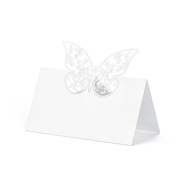 Bordkort DP Lasercut, Sommerfugl Ivory, 10 stk.