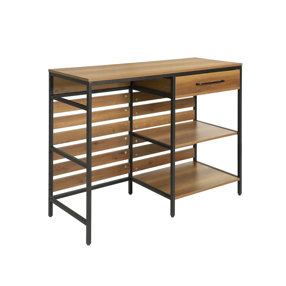 Køkkenbord med 1 skuffe og 2 hylder, brun / onyx