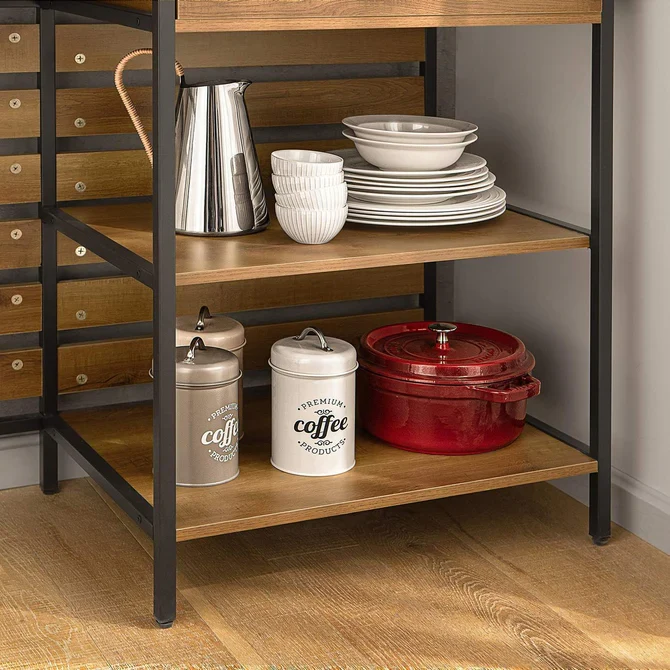 Køkkenbord med 1 skuffe og 2 hylder, brun / onyx