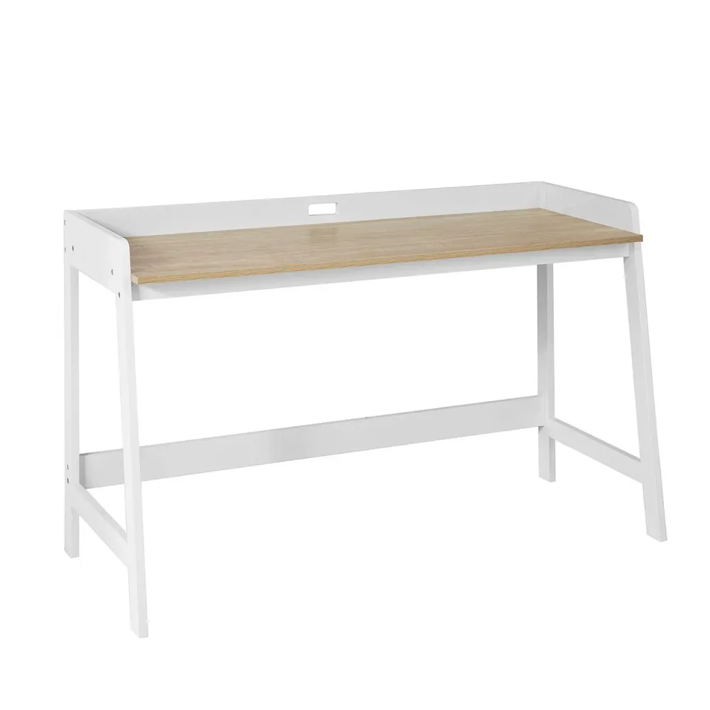 Skrivebord med stor naturfarvet bordplade, alabast
