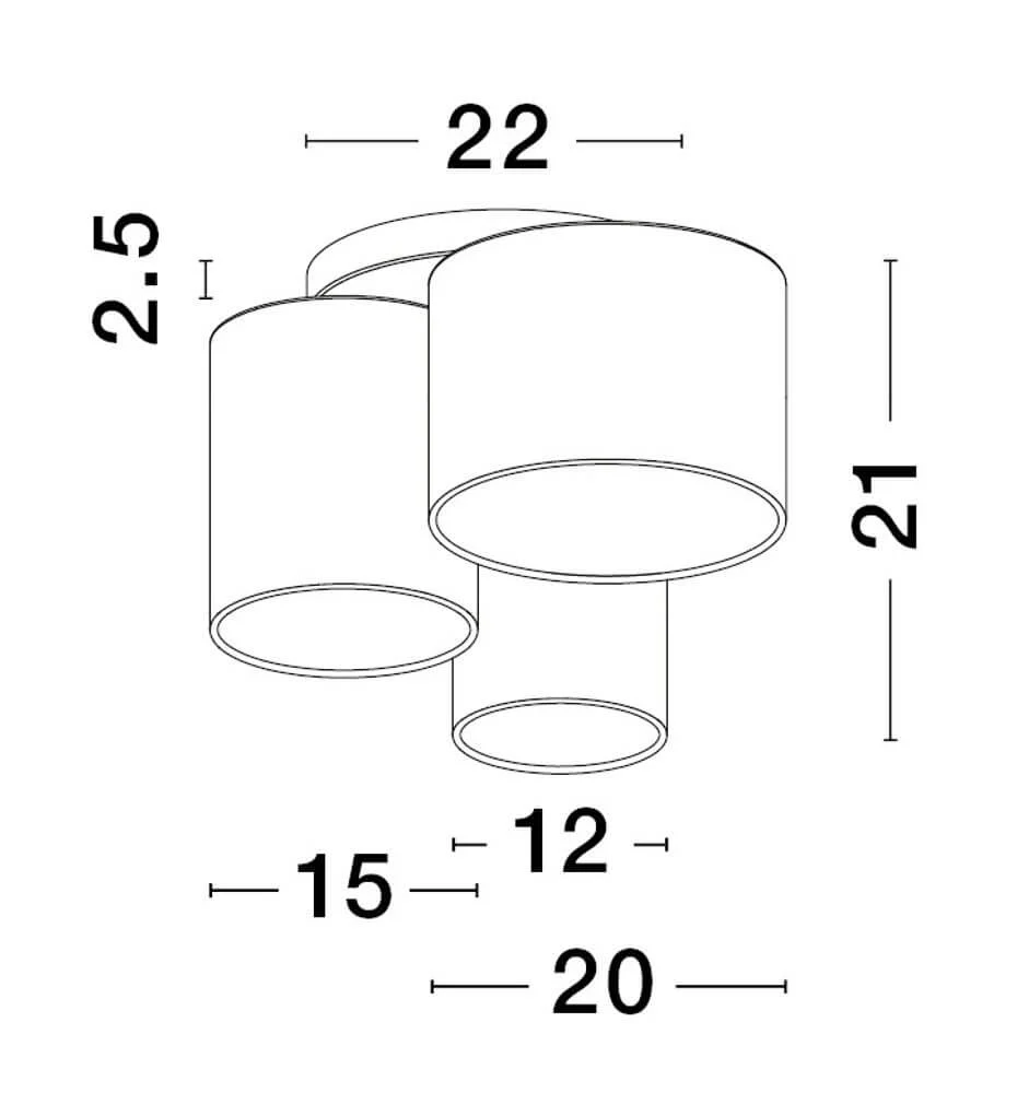 Bryson loftslampe 3-lys Ø 35cm sort, hvid, grå