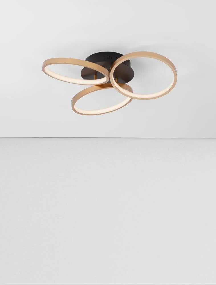 Elize LED-loftslampe 3-lys Ø 55cm 3000K sort, guld