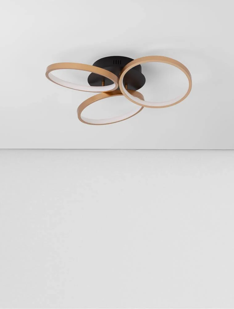 Elize LED-loftslampe 3-lys Ø 55cm 3000K sort, guld