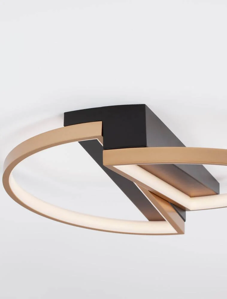 Elize LED-loftslampe halvcirkelformet 2-lys 3000K sort, guld