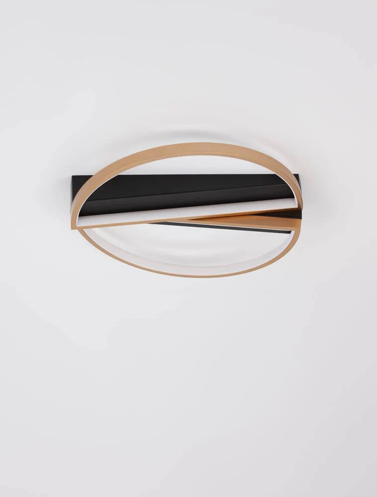 Elize LED-loftslampe halvcirkelformet 2-lys 3000K sort, guld