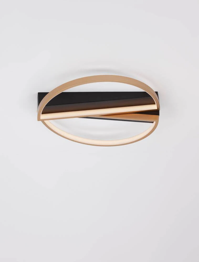 Elize LED-loftslampe halvcirkelformet 2-lys 3000K sort, guld