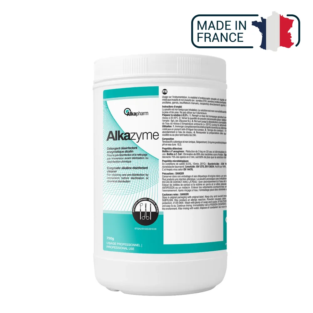 Alkazyme - Alkaline enzymatisk desinfektionsmiddel - 750 g gryde - Alkapharm