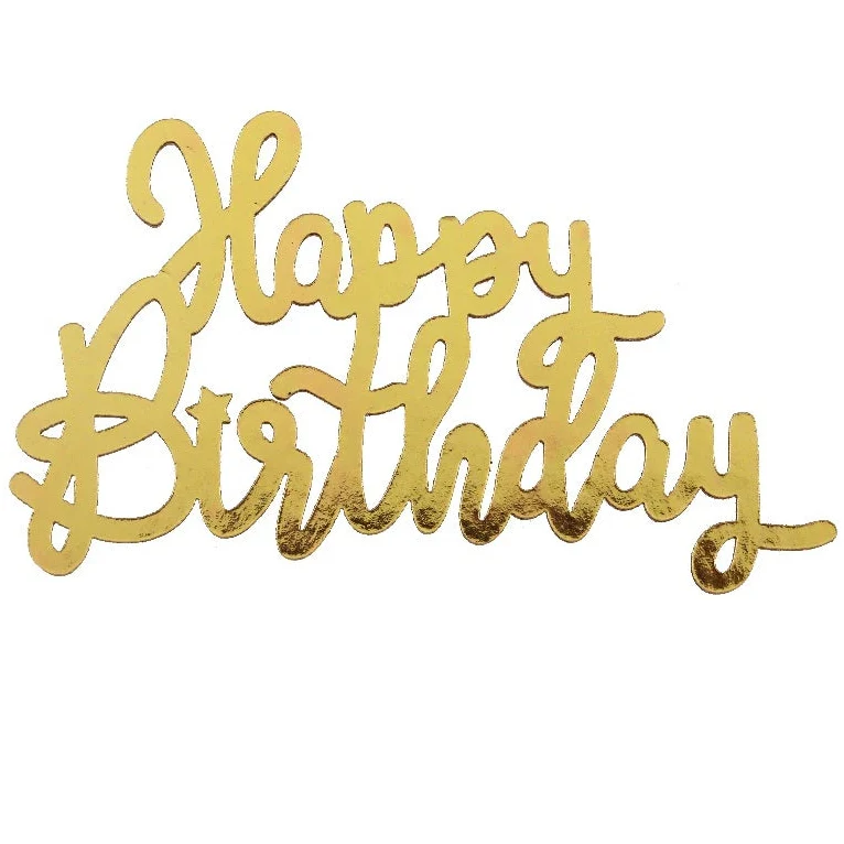 Guld "Happy birthday" Træ bordkonfetti