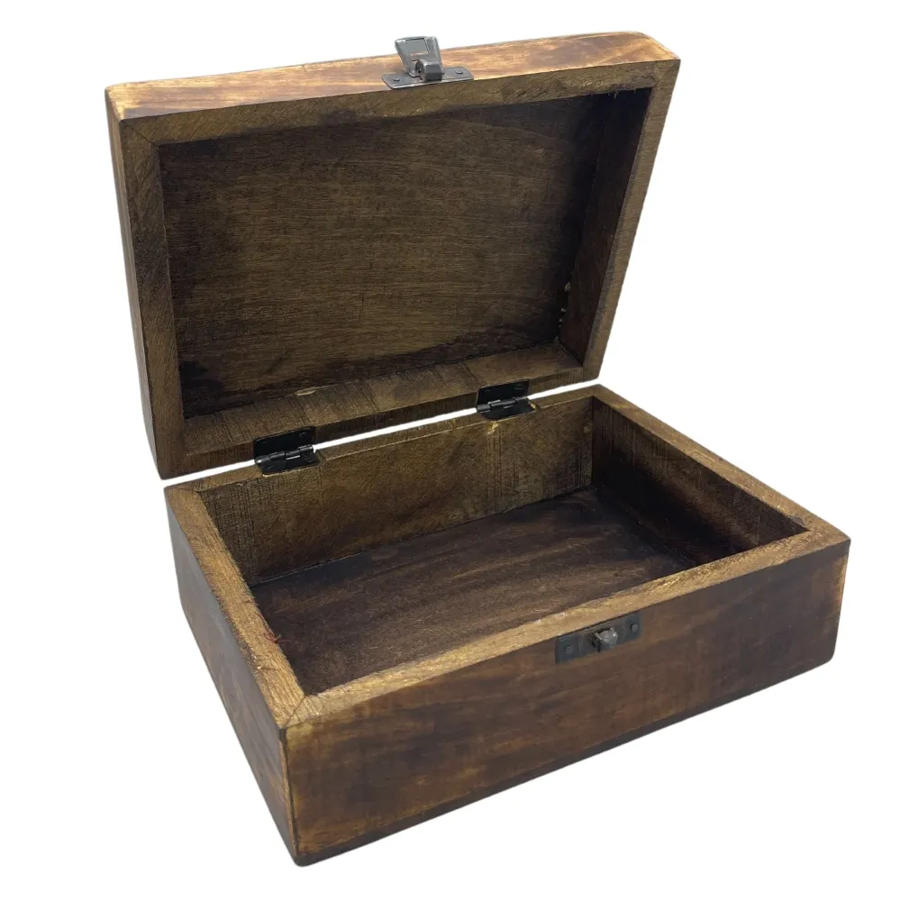 Keramisk glaseret mango trææske 20x15x7.5cm traditionelt mønster